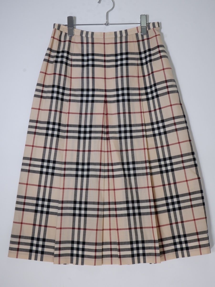 バーバリーロンドン ノバチェックスカート ウール プリーツ バーバリー