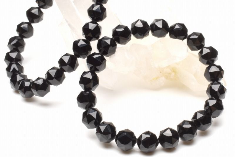 AA モリオン黒水晶 12mm スターカット ブレスレット 1個売り