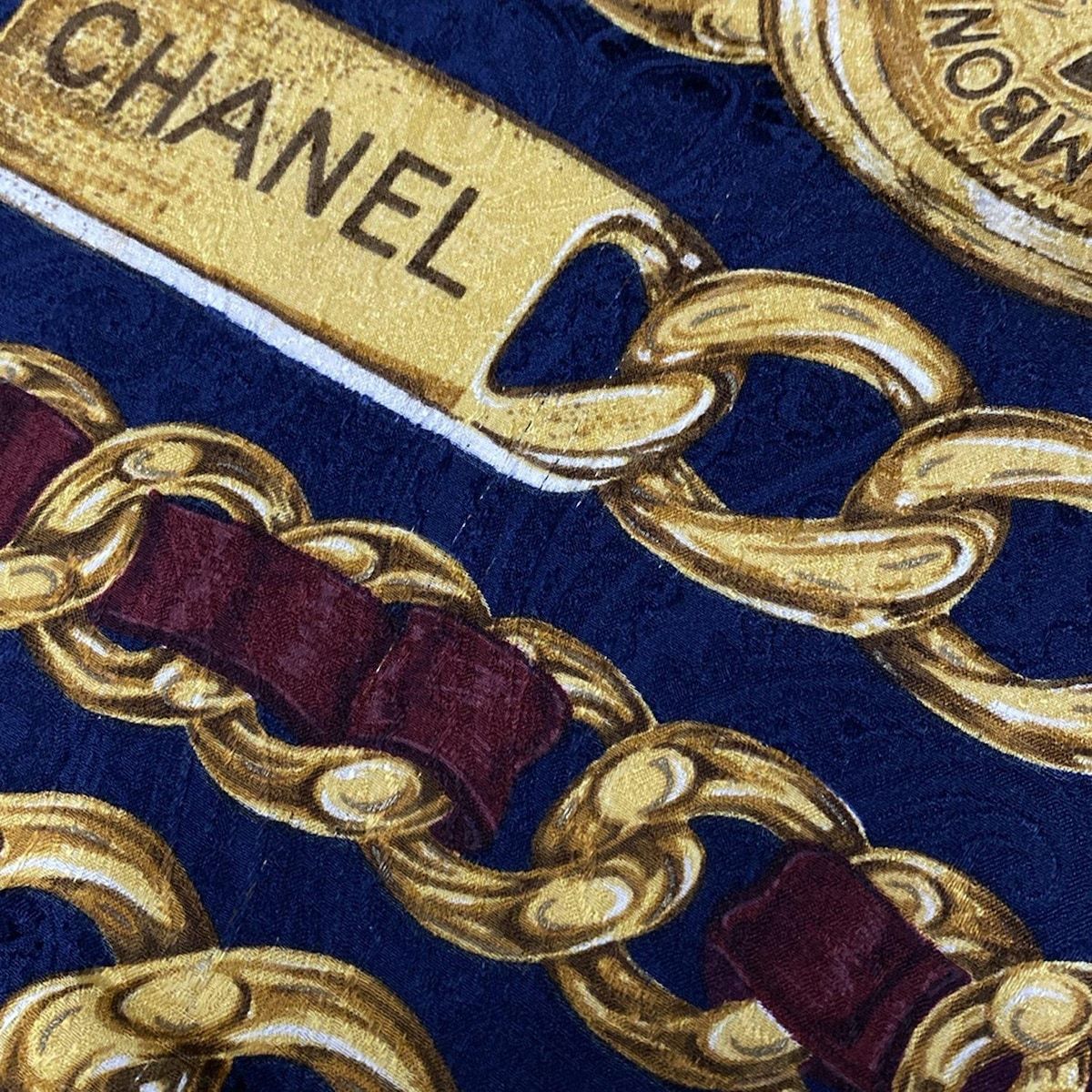 CHANEL(シャネル) スカーフ ココマーク ネイビー×ゴールド