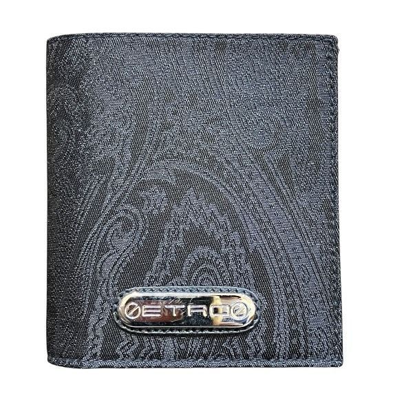 エトロ ペイズリー柄 ナイロン×レザー パスポケット付き 2つ折り財布 レディース