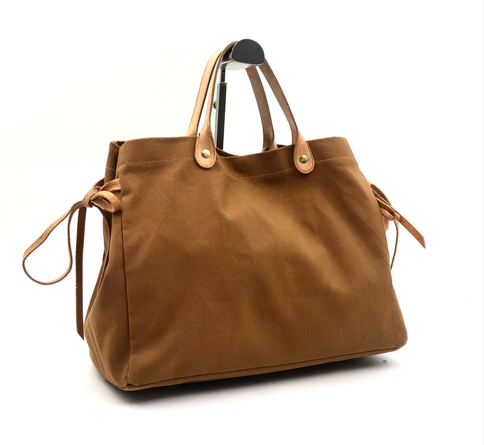 □極美品□IL BISONTE イルビゾンテ トートバッグ キャンバス×レザー 