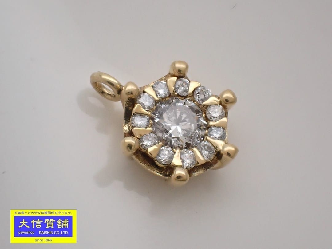 K18 イエローゴールド ダイヤ ペンダントトップ 0.29ct 1.07g K18 イエローゴールド ダイヤ ペンダントトップ 0.29ct 1.07g
