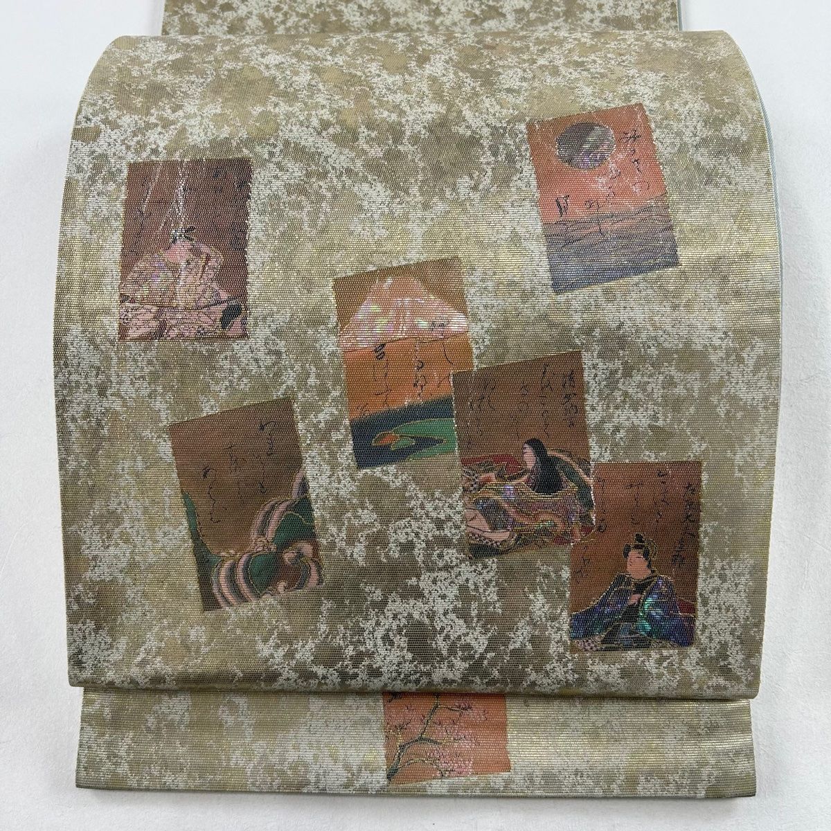 新品 高級 袋帯 正絹 お太鼓柄 蘇州刺繍 中国刺繍 ポイント柄 銅