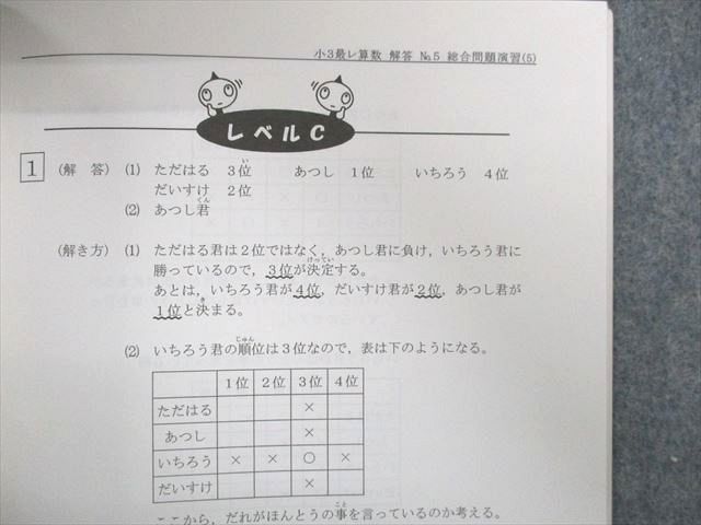 UF02-033 希学園 小3 最高レベル演習算数 問題編/解答編 第1分冊〜第4分冊 2019 問題/解答付計8冊 45M2D著者