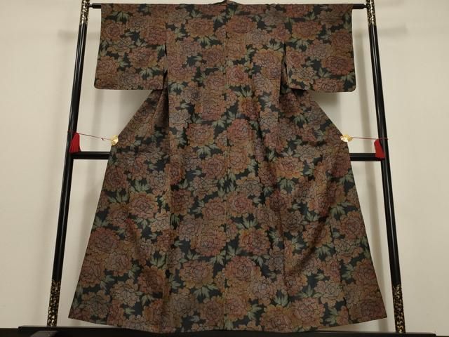 平和屋着物▽上質な小紋 単衣 舞蝶文 正絹 逸品 AAAU6463iu