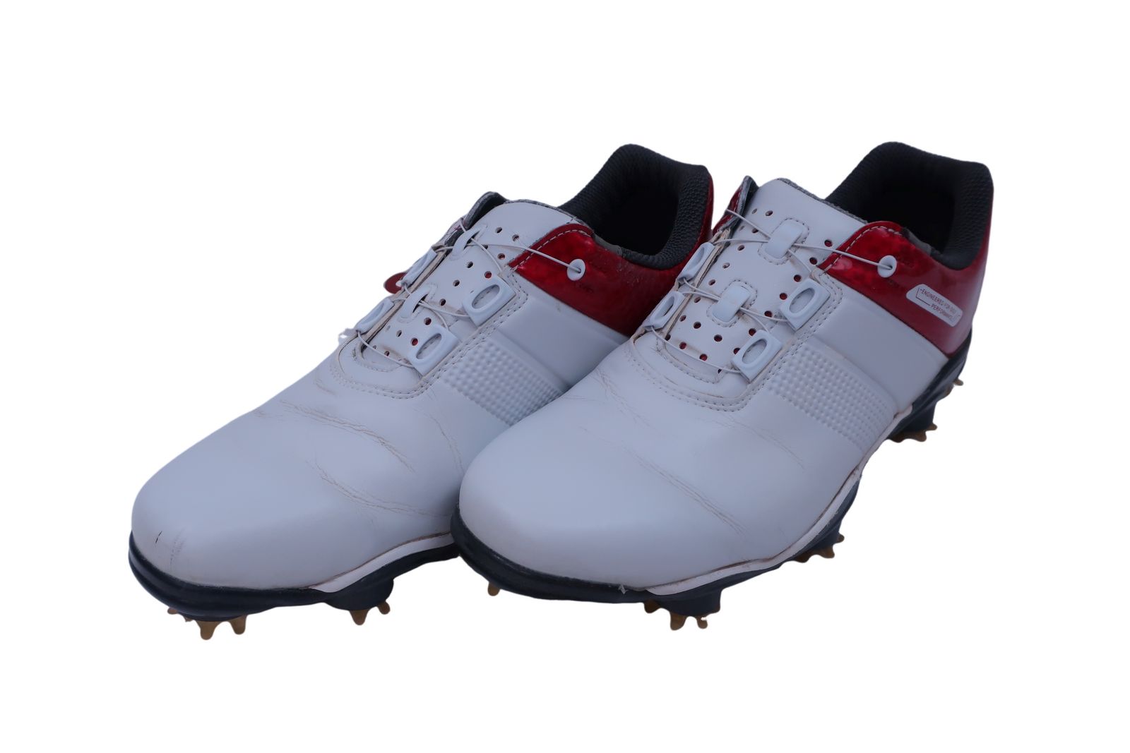 【美品】FOOTJOY(フットジョイ) ダイヤル式ゴルフシューズ ホワイト / レッド メンズ 24.5cm 53367J ゴルフ用品 2407-0037