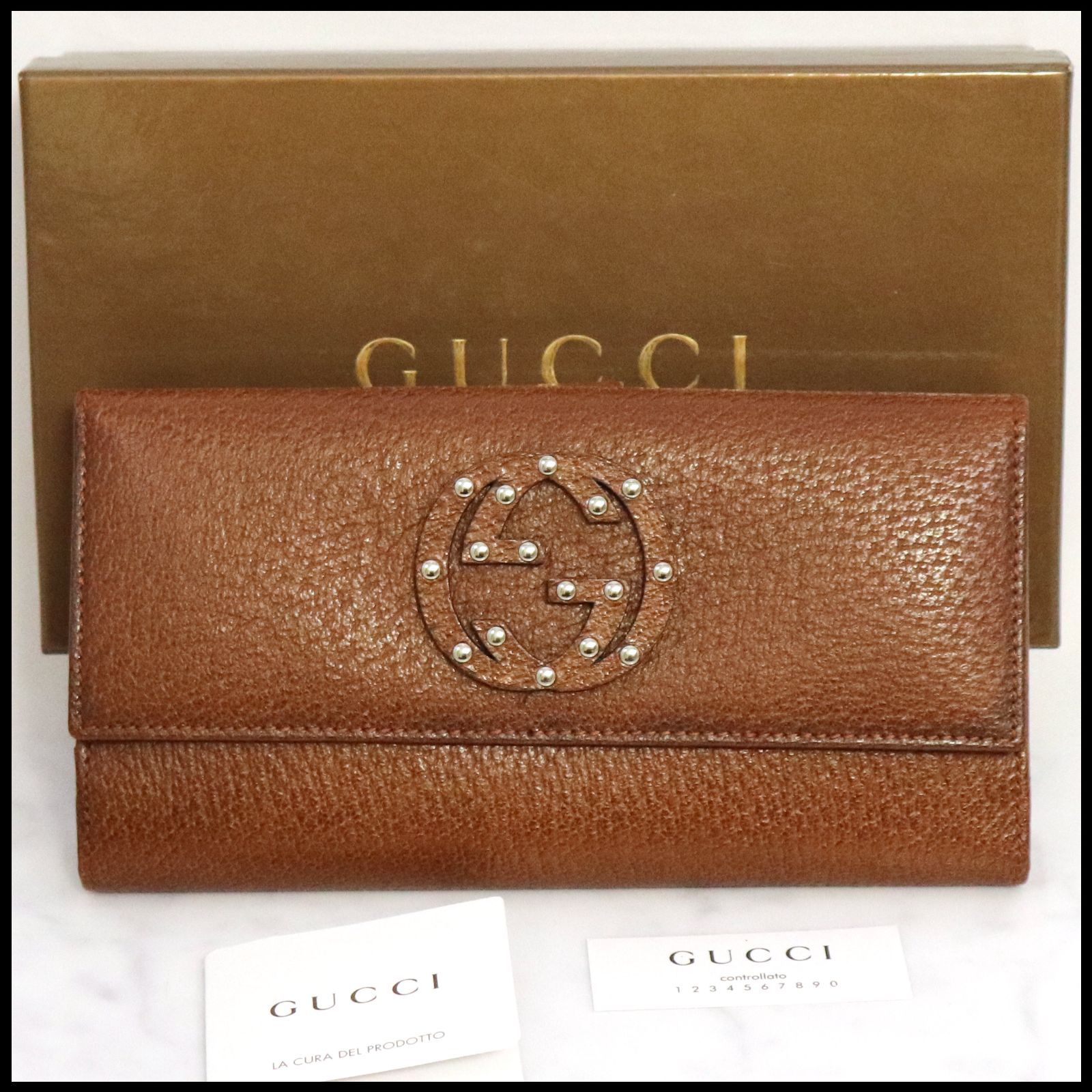 GUCCI グッチ 231843 GGスタッズ インターロッキングG レザー Wホック