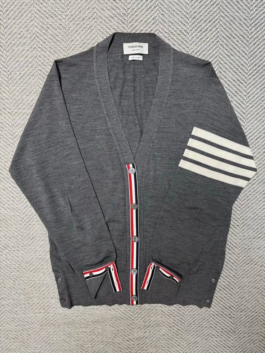 S グレード| 23ss Thom Browne トム ブラウン 四本サイドライン メリノウール グレー カーディガン 4