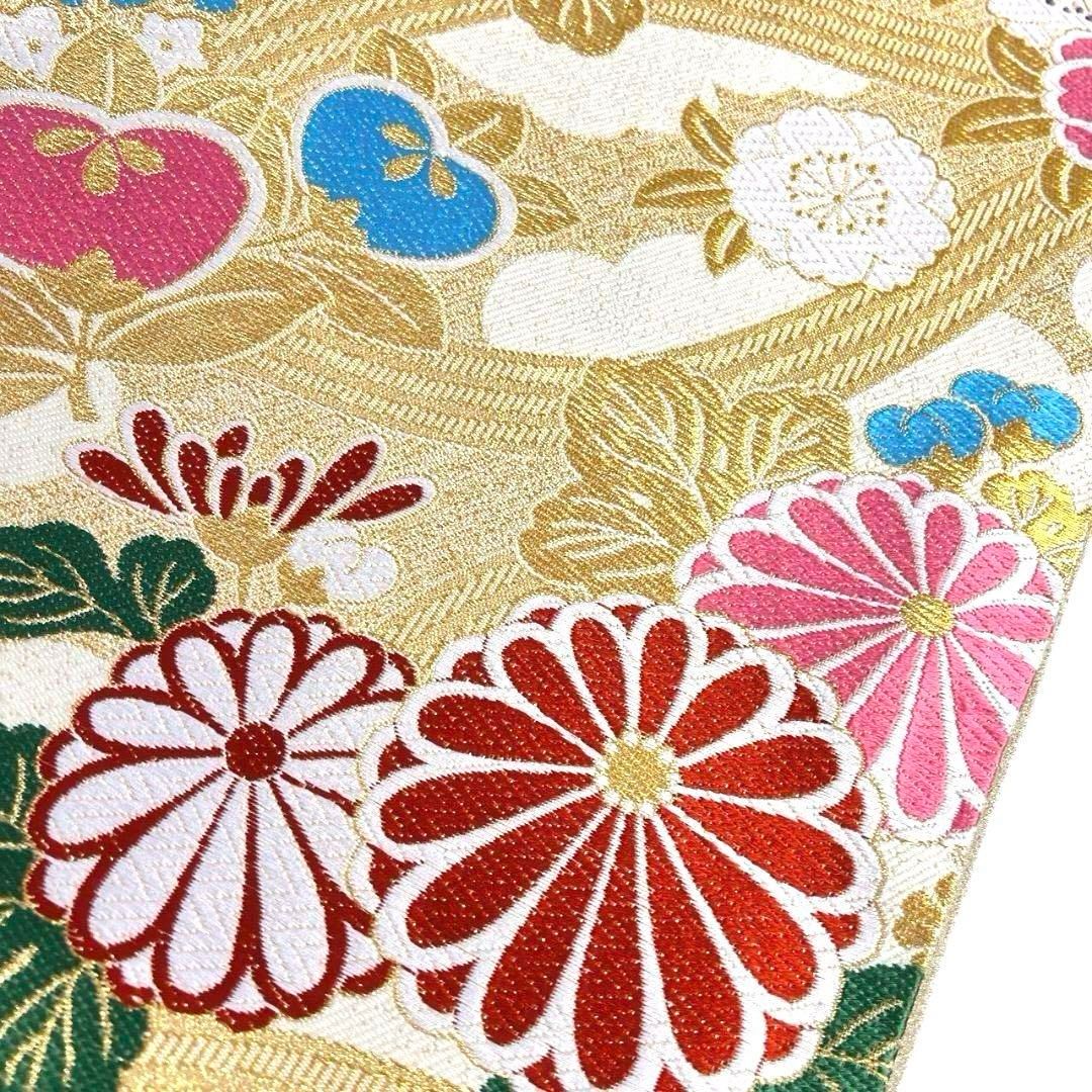 袋帯　振袖帯　唐織　菊花　橘　花模様　金糸　着物　075a p 袋帯 振袖帯 唐織 菊花 橘 花模様 金糸 着物 075a p - メルカリ