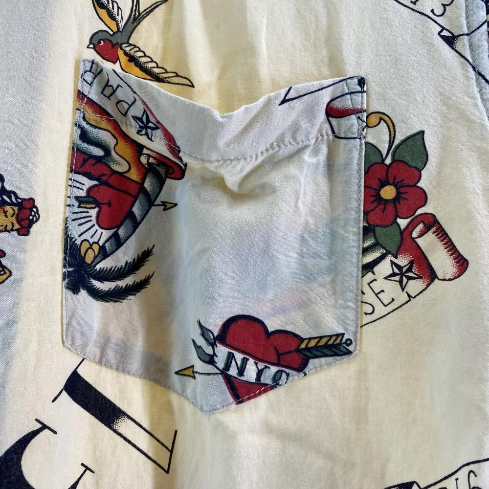 中古】schott 19SS タトゥー アロハシャツ サイズL マルチカラー