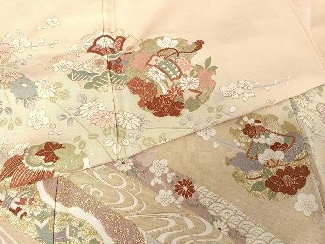 平和屋着物▽お召　単衣　天目織　色紙草花文　正絹　逸品　AAAZ1411fy 平和屋着物▽お召 単衣 天目織 色紙草花文 正絹 逸品 AAAZ1411fy