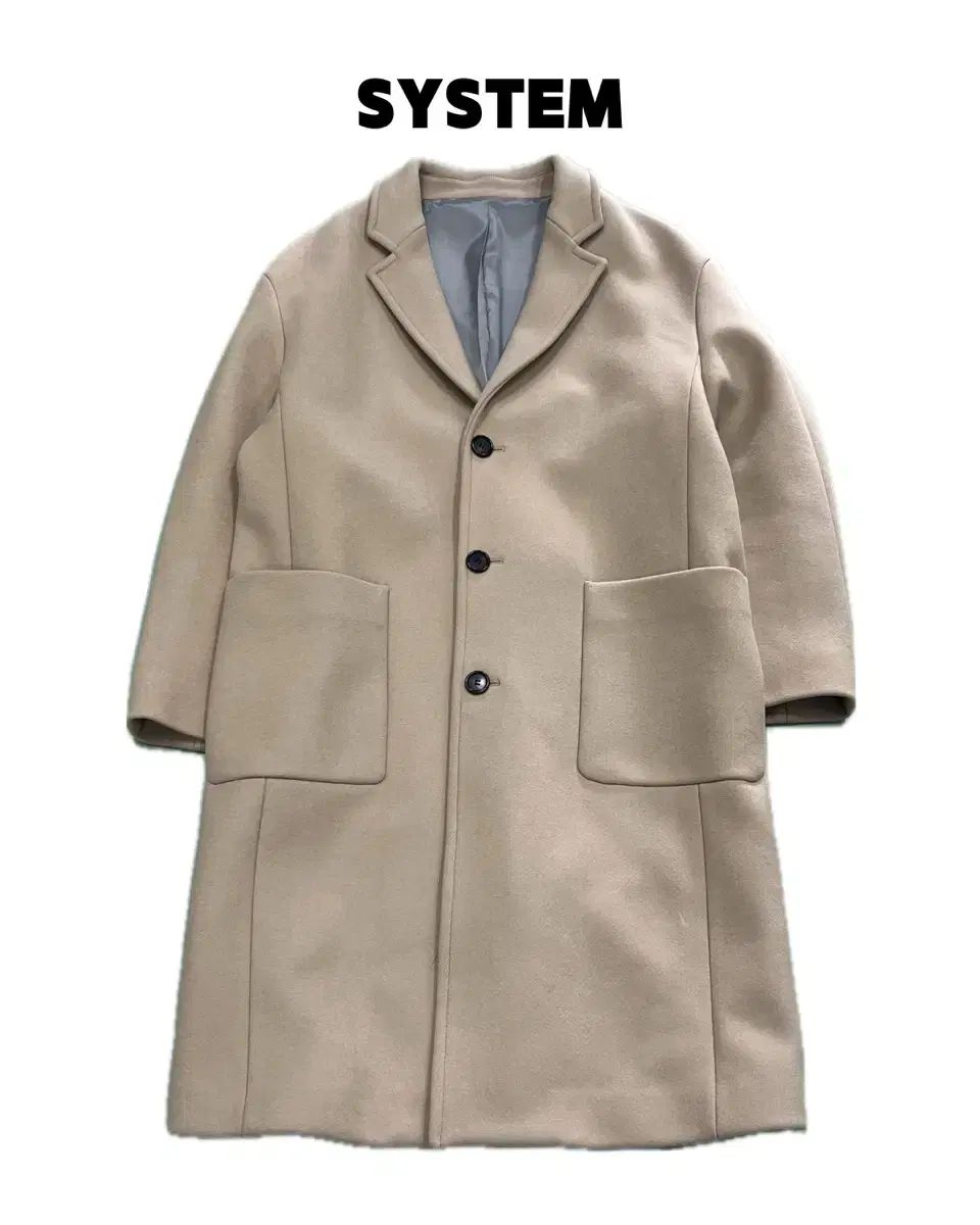 システムオム ウールカシミア ダブルロングコート ベージュ