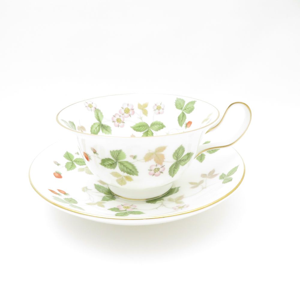 ウェッジウッド ワイルドストロベリー ティーカップ＆ソーサー 3客 セット ピオニー 旧刻印 黒壺