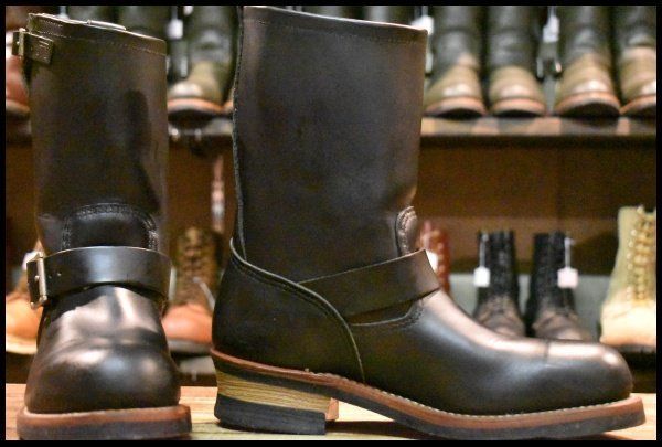 8D 10年 レッドウィング 2268 エンジニア 黒 ブラッククローム スチールトゥ ブーツ redwing HOPESMORE FJ095