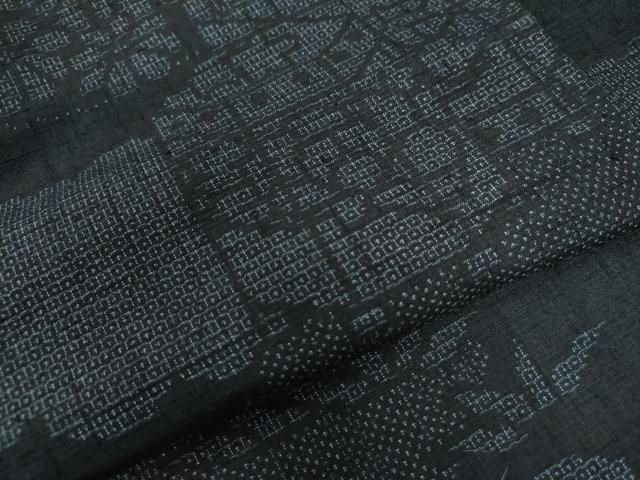 平和屋着物○結城紬 100亀甲 雲取り貝桶草花文 正絹 逸品 CAAW8345yc