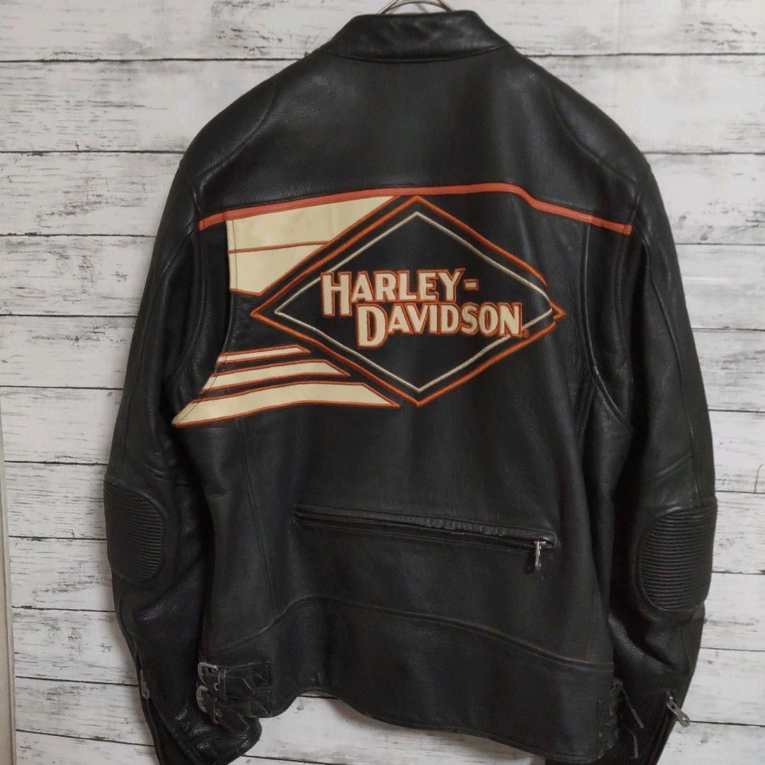刺繍 ハーレーダビッドソン 刺繍 レザージャケット ライダース 本革