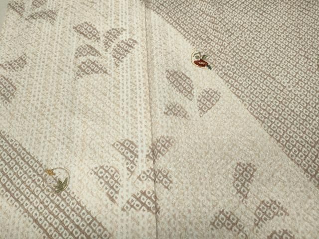 平和屋着物▽訪問着 単衣 草花文 正絹 逸品 AAAZ9553fy