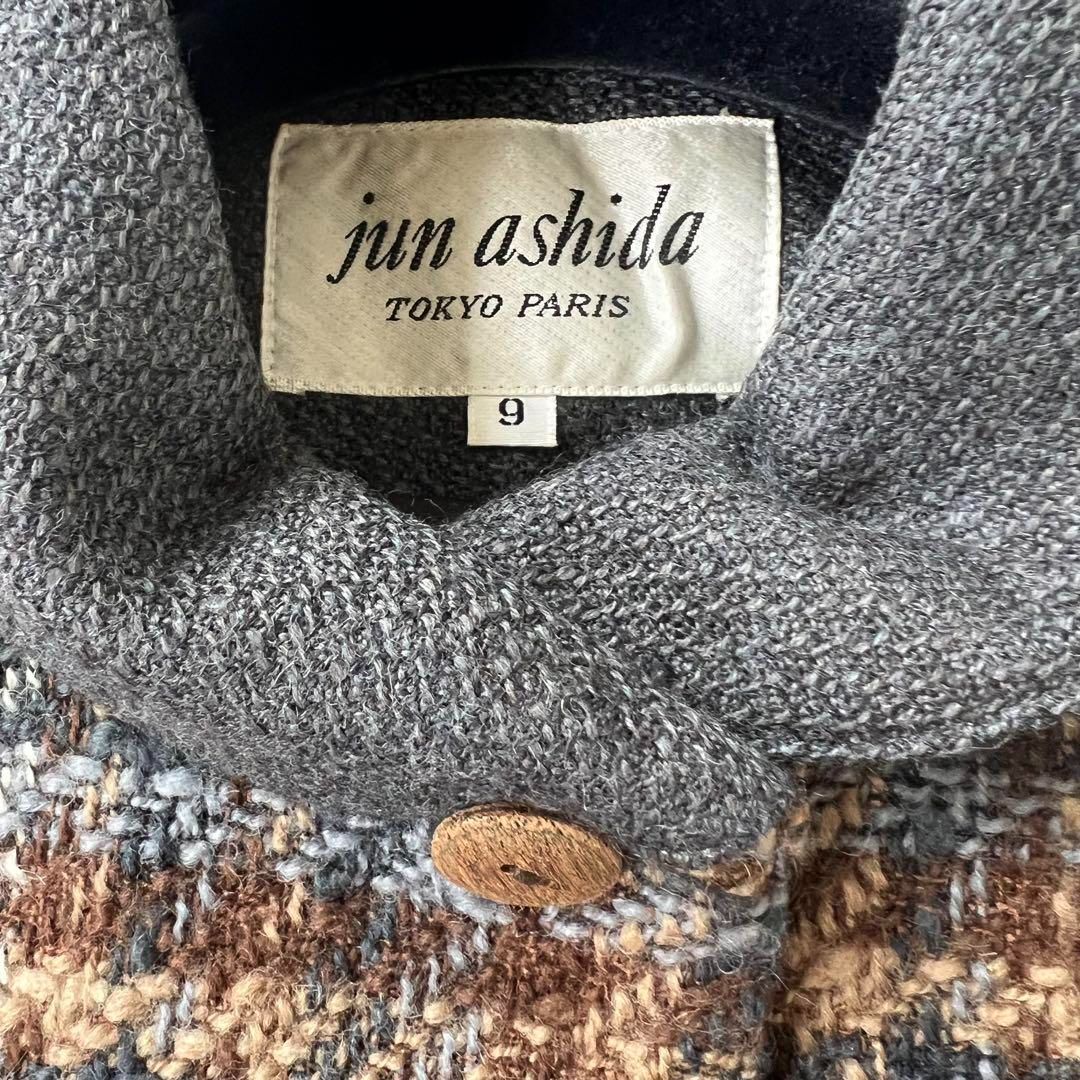 ジュンアシダ チェックツイードジャケット 木製ボタン リバーコート GULLKHAN_COM