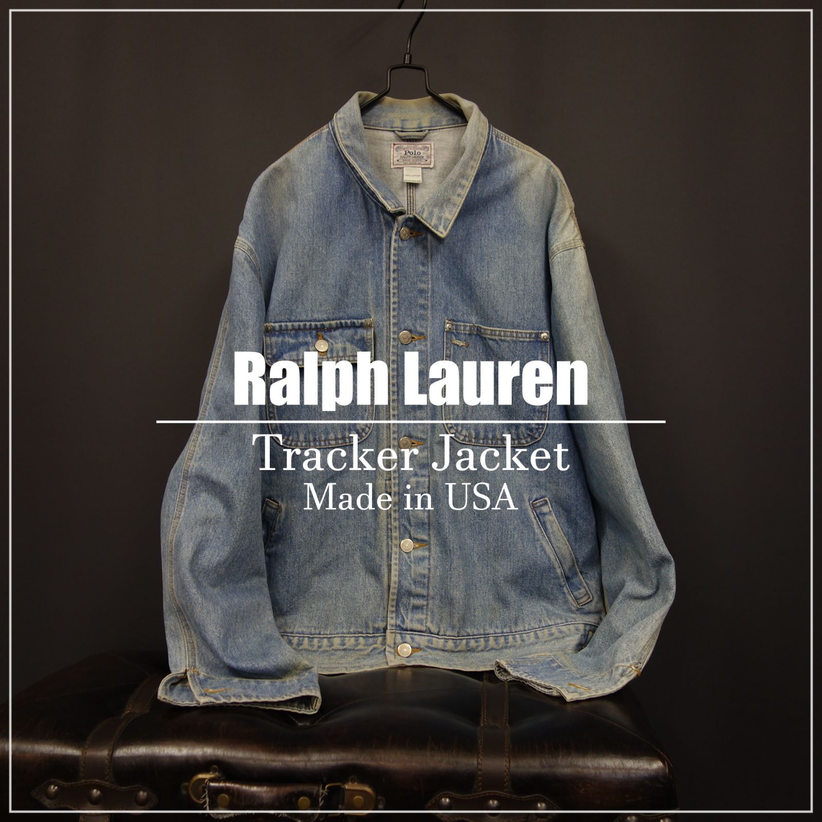 90s Vintage US古着☆Ralph Lauren ラルフローレン デニムジャケット トラッカージャケット 白タグ USA製 SIZE M  ブルー 90's 90年代 名作 雰囲気抜群