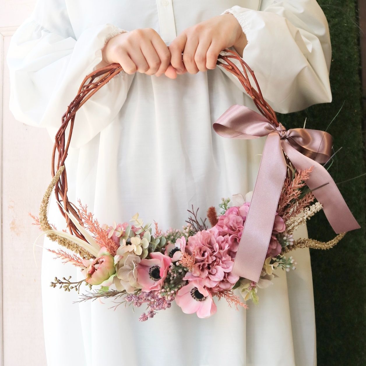 ✿アネモネとボルドーカラーのブーケ （造花）新品未使用品 楽天市場