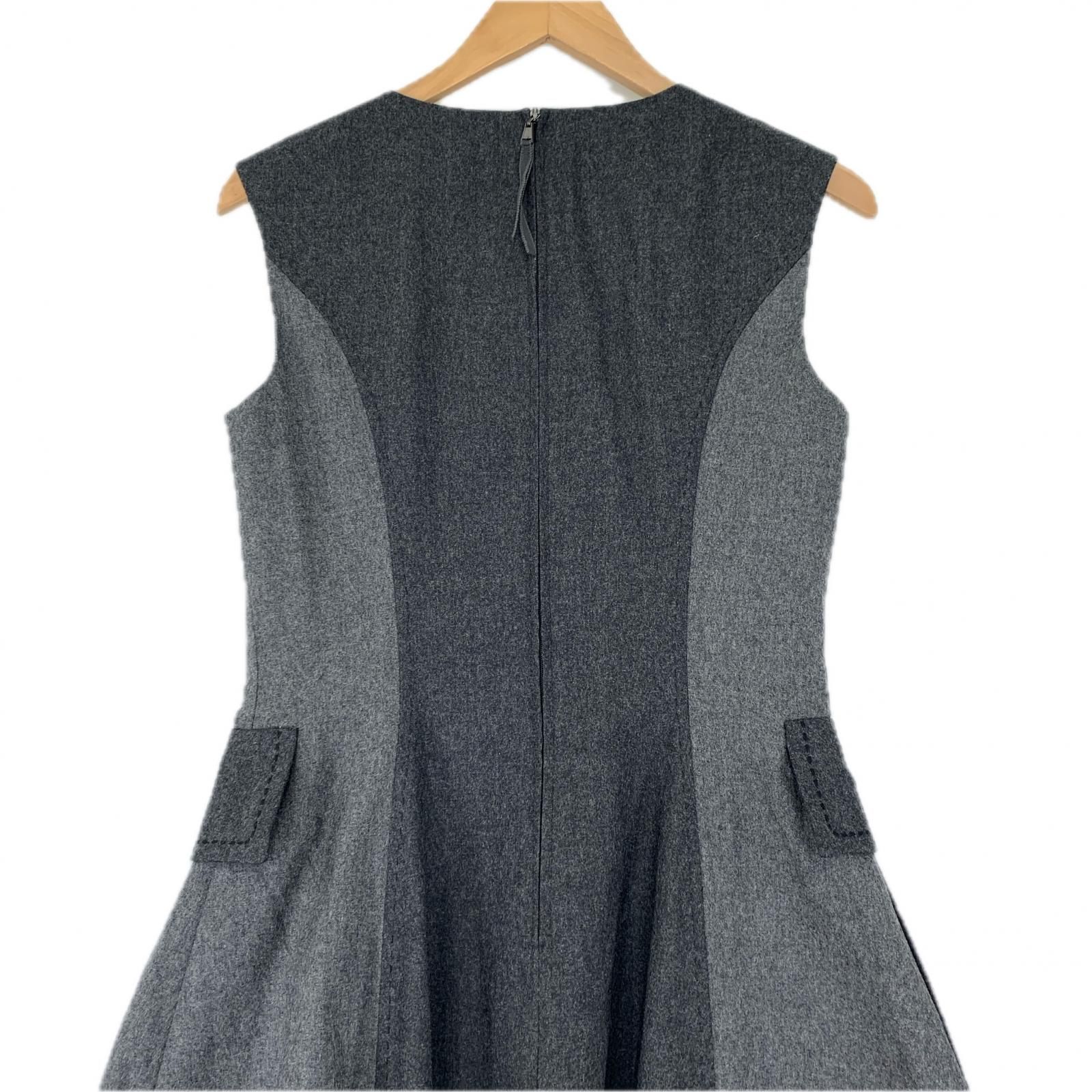 FOXEY フォクシー ノースリーブフレアワンピース size38/グレー