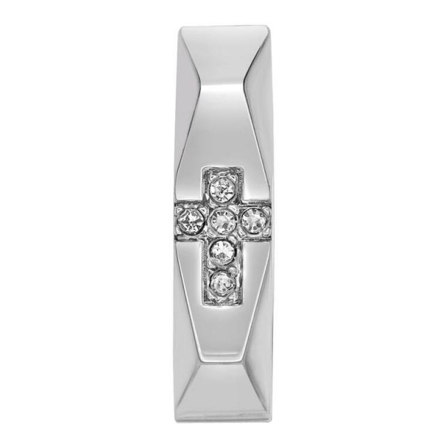 送料無料 リンクス メンズ ピアス イヤリング アクセサリー Men s LYNX Cubic Zirconia Cross Stainless Steel Hoop Earring Stainless