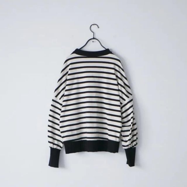 MAGALI | ハイゲージコットン・バスクボーダーカットソー (アイボリーx