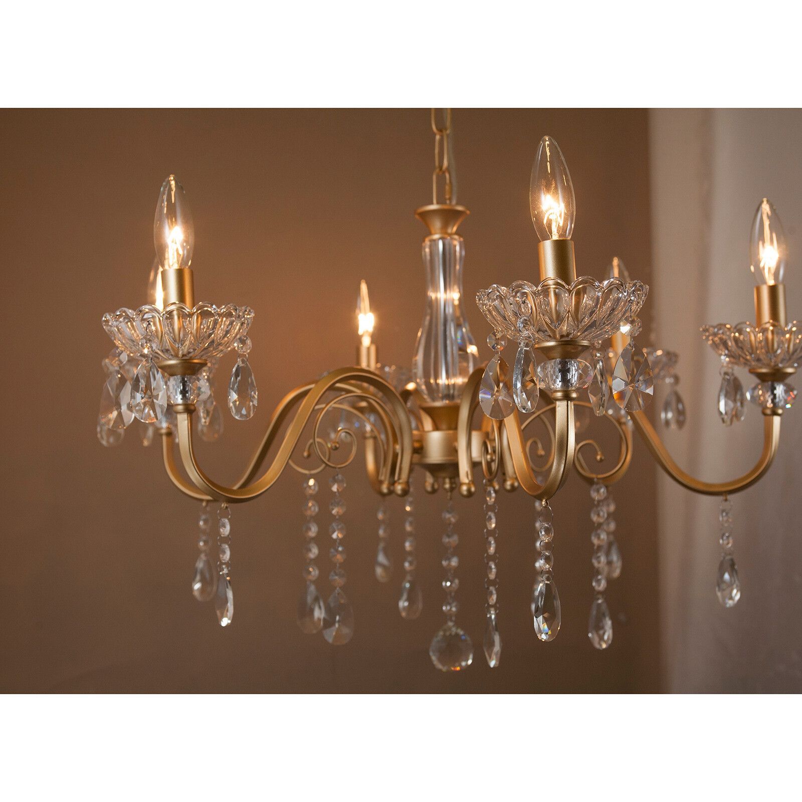 クラリーチェシャンデリア 6灯LED対応 ゴールド アンティーク調