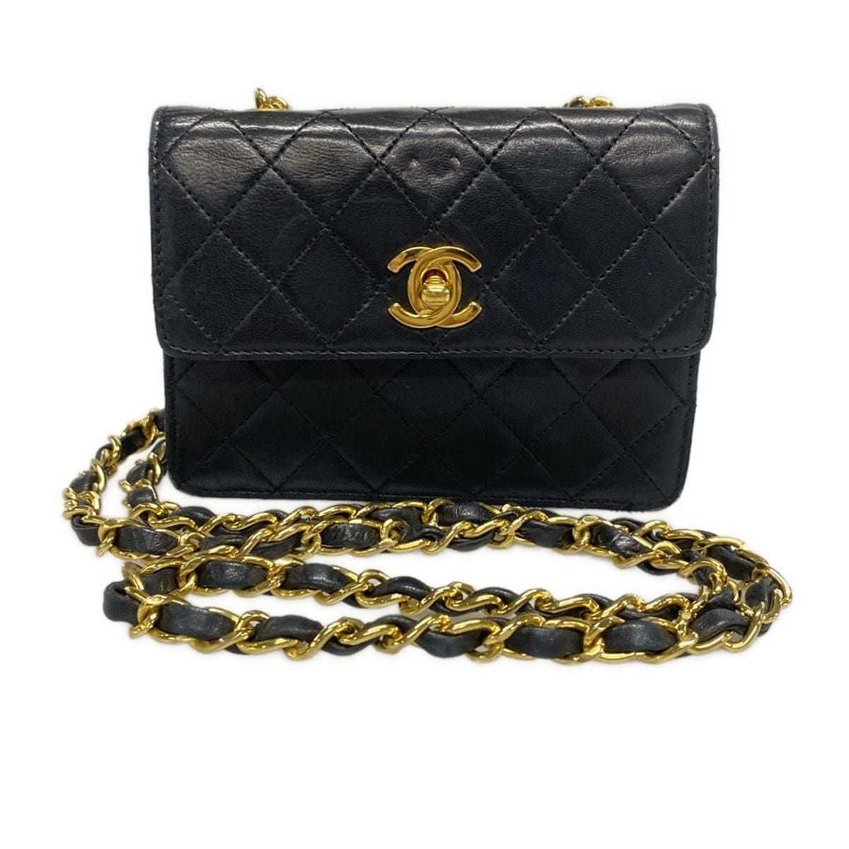 CHANEL(シャネル) ショルダーバッグ ミニマトラッセ 黒 チェーンショルダー/ゴールド金具/ターンロック ラムスキン - メルカリ