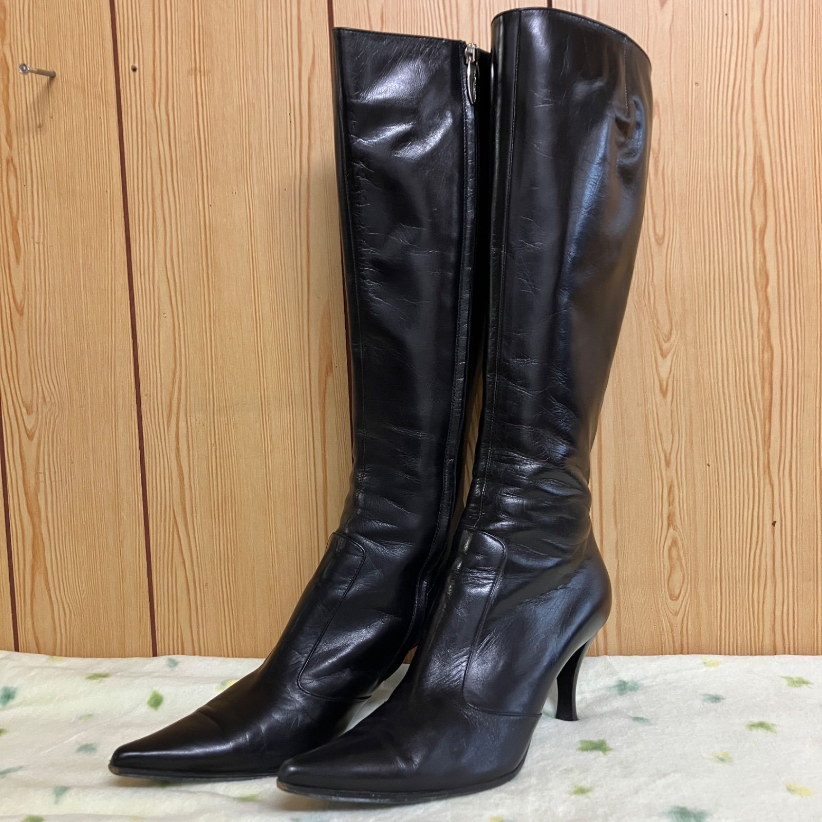 SERGIO ROSSI セルジオロッシ ロングブーツ レザー サイドファスナー SERGIO ROSSI セルジオロッシ ロングブーツ レザー サイドファスナー