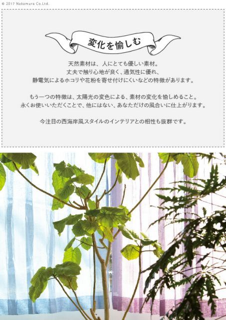 レースカーテン 幅200cm 丈133〜238cm ドレープカーテン 綿 麻 9色 12901722