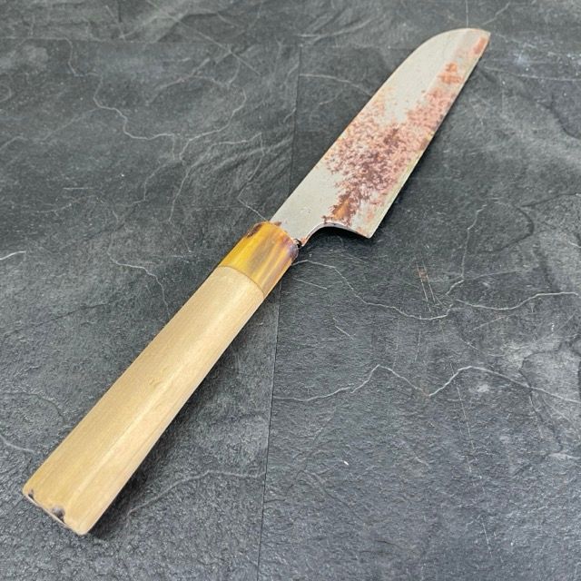 水山 包丁 青鋼 薄刃包丁？ 【中古】和包丁 全長約37cm刃渡り約20.5cm 