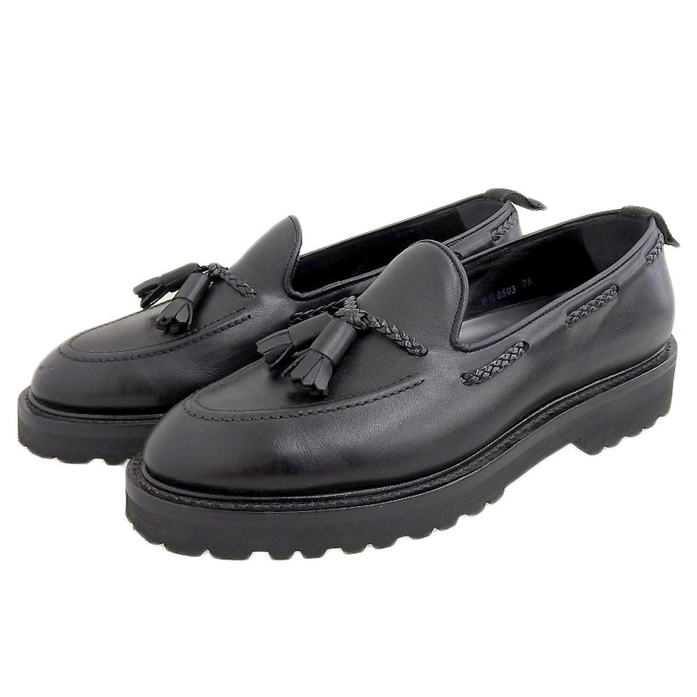 WH ダブルエイチ タッセルローファー シューズ メンズ ブラック 7.5 WHSP-0507 S