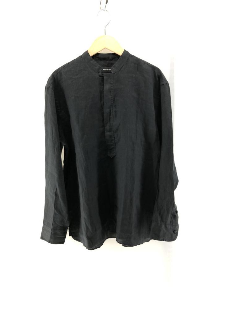 【中古】TAGLIATORE ESMOND リネンプルオーバーシャツ ブラック size L相当[24]