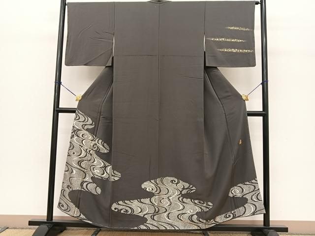 平和屋着物●金彩友禅作家　金彩の魔術師　堀省平　金煌織　訪問着　流水文　金銀彩　正絹　逸品　BAAT0973yc 平和屋着物○金彩友禅作家 金彩の魔術師 堀省平 金煌織 訪問着 流水文