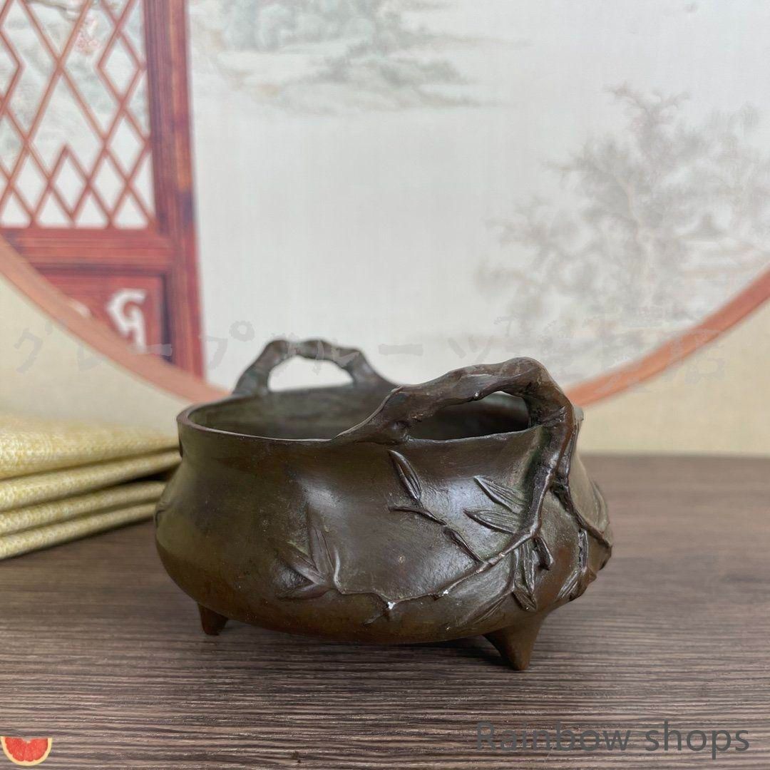 新品未使用】竹節耳香炉 招財進宝香薫炉 香道具 工芸品 美術品
