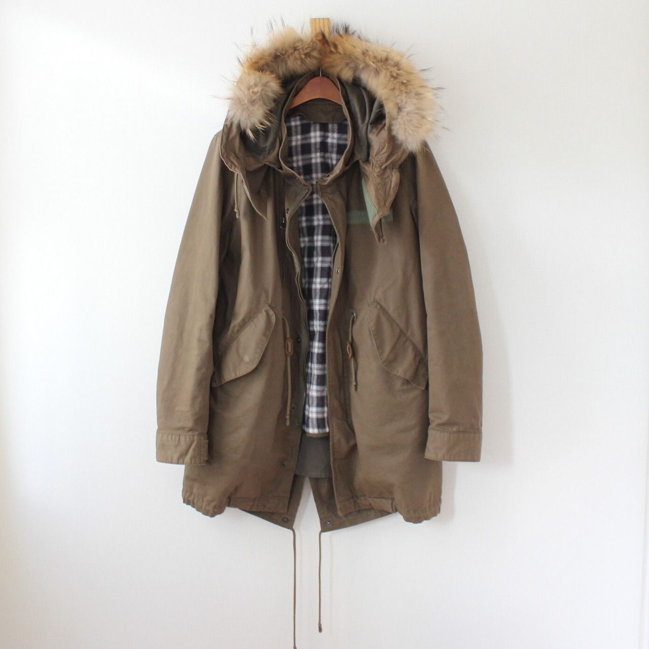 ships jet blue シップス モッズコート ラクーンファー使用 ライナー