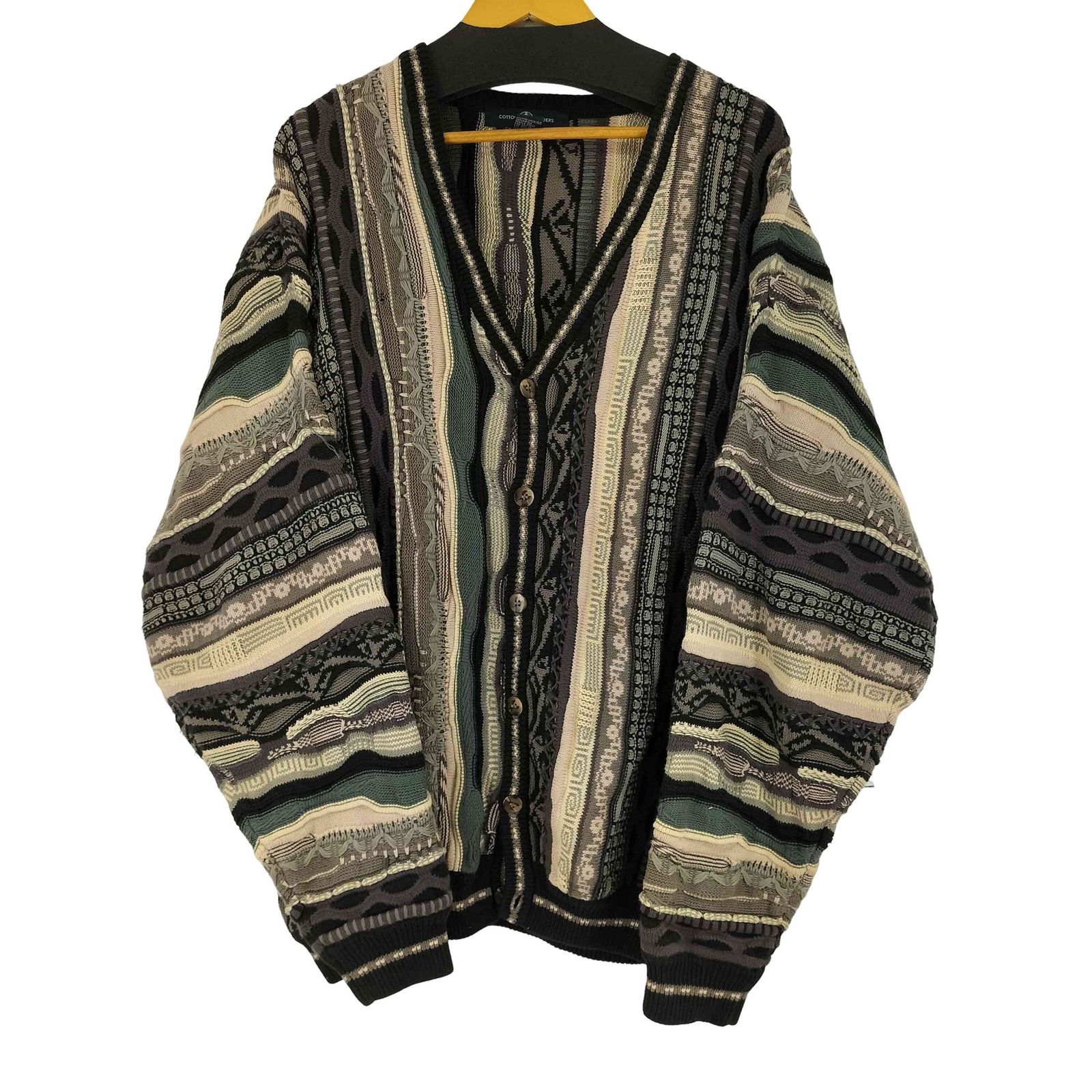 古着 90s ニットカーディガン 古着 90s モザイク チェック ヘビー