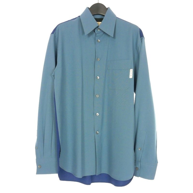 MARNI 22SS トロピカルウールシャツ 44 ネイビー MARNI ネイビー トロピカルウールシャツ 44 ディープブルー トロピカル