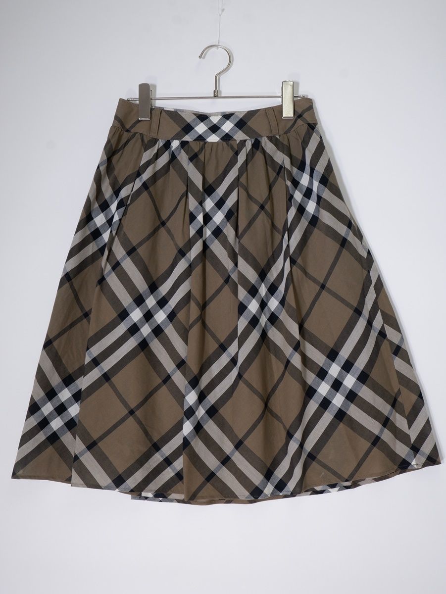 BURBERRY LONDONバーバリー ロンドン ビッグチェック タックギャザーフ スカート 36 LSKA78362
