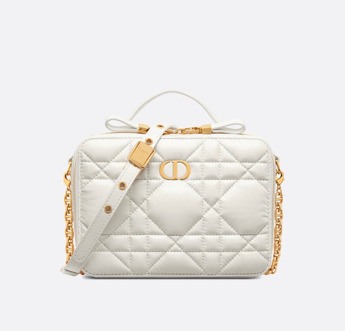 新品 Christian Dior ディオール DIOR CARO ボックスバッグ ショルダーバッグ ラテカラー ホワイト