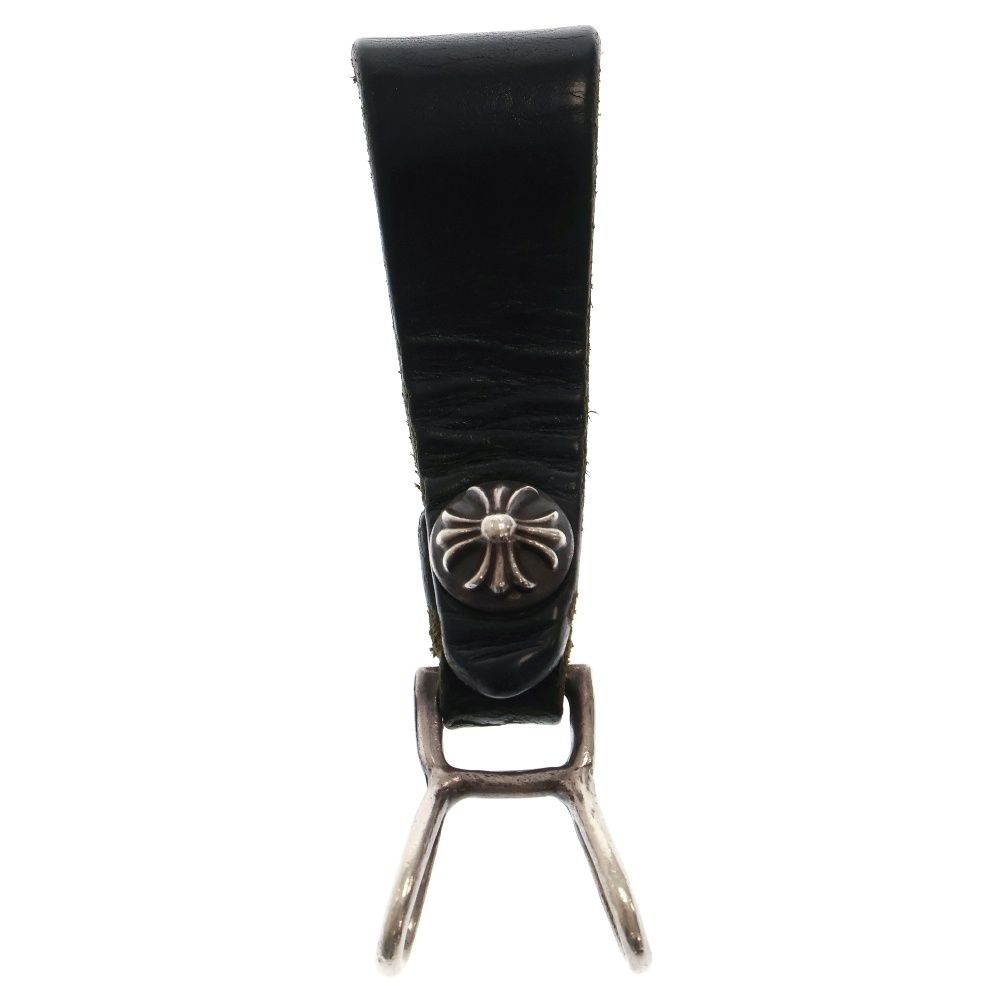 CHROME HEARTS クロムハーツ BELT LOOP クロスボールボタンレザーベルトループ ブラック|シルバー