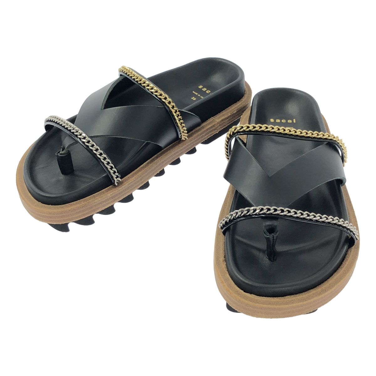 sacai エナメルサンダル　比較的美品☆ sacai サカイ 2023SS Hybrid Belt Sandals ハイブリッドベルト