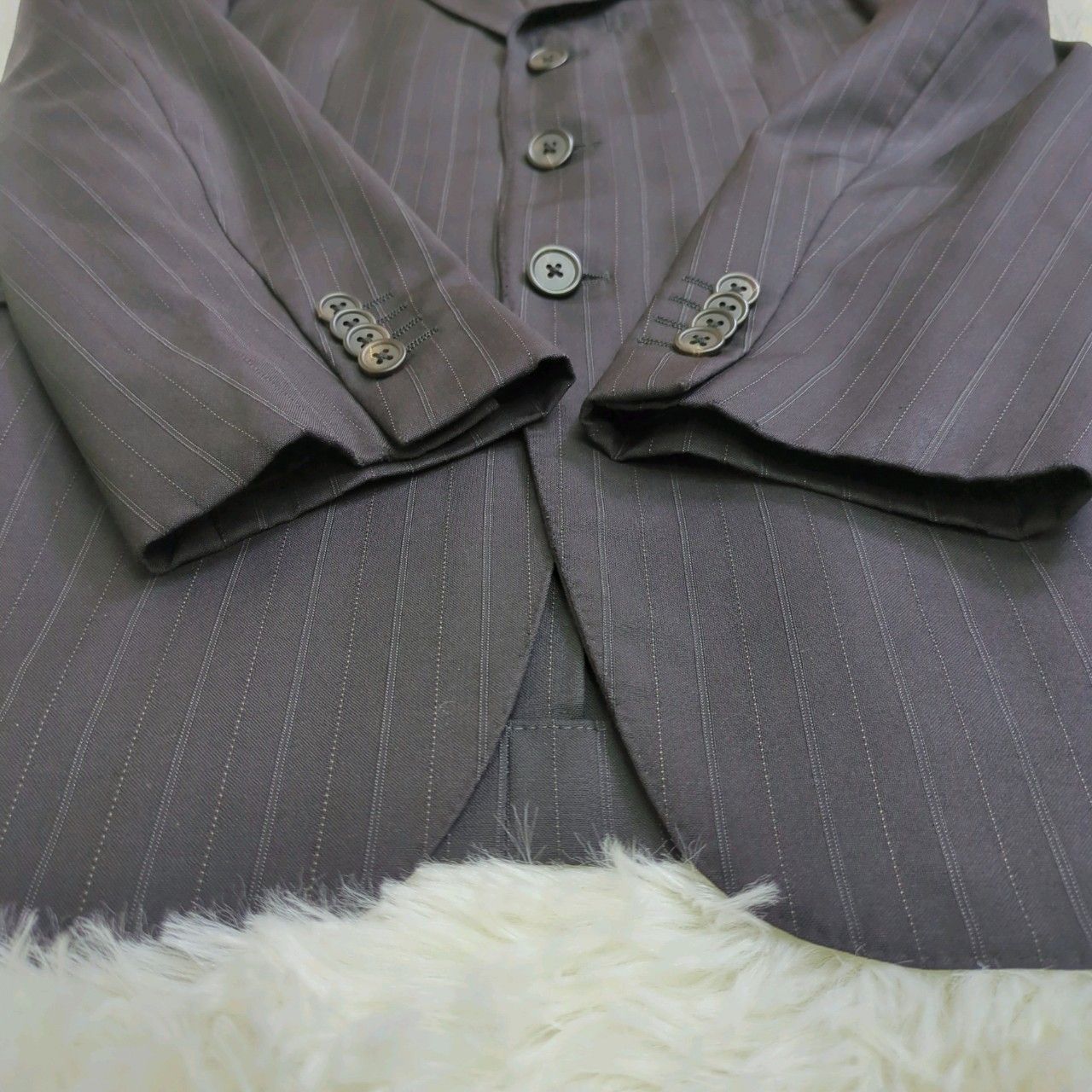 ポールスミス エルメネジルドゼニア生地 ストライプ ジャケットのみ M2サイズ PaulSmith×Zegna ジャケット ストライプ 背抜き 黒 Mサイズ 高級