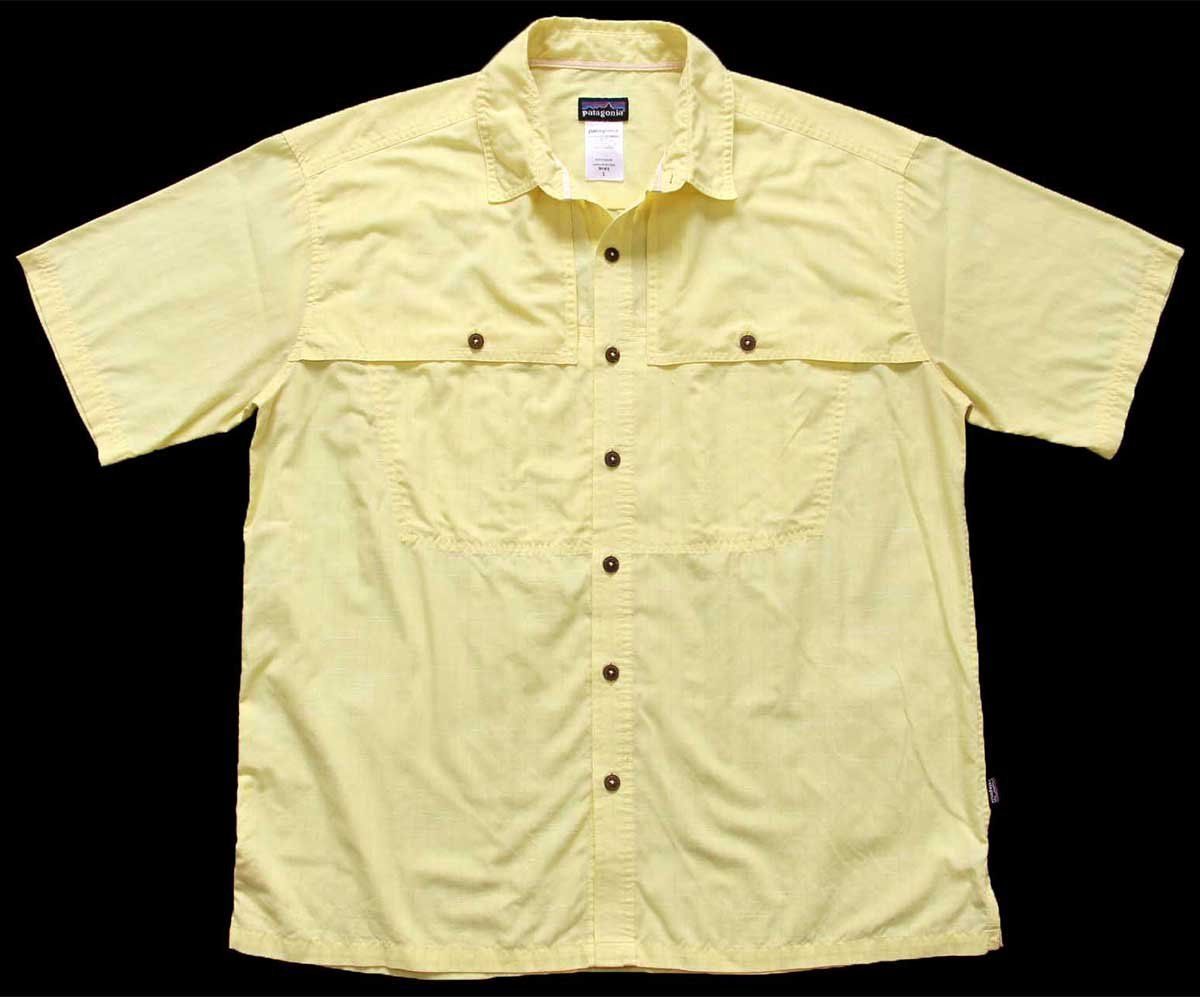 patagonia 半袖シャツ L グリーン ストライプ 76479194f6c9a7cac349fadc964bcc