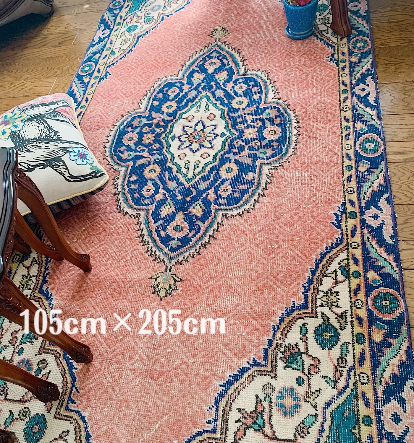 ビンテージラグ レッド 112×240 シャビーレッド メダリオン トルコ