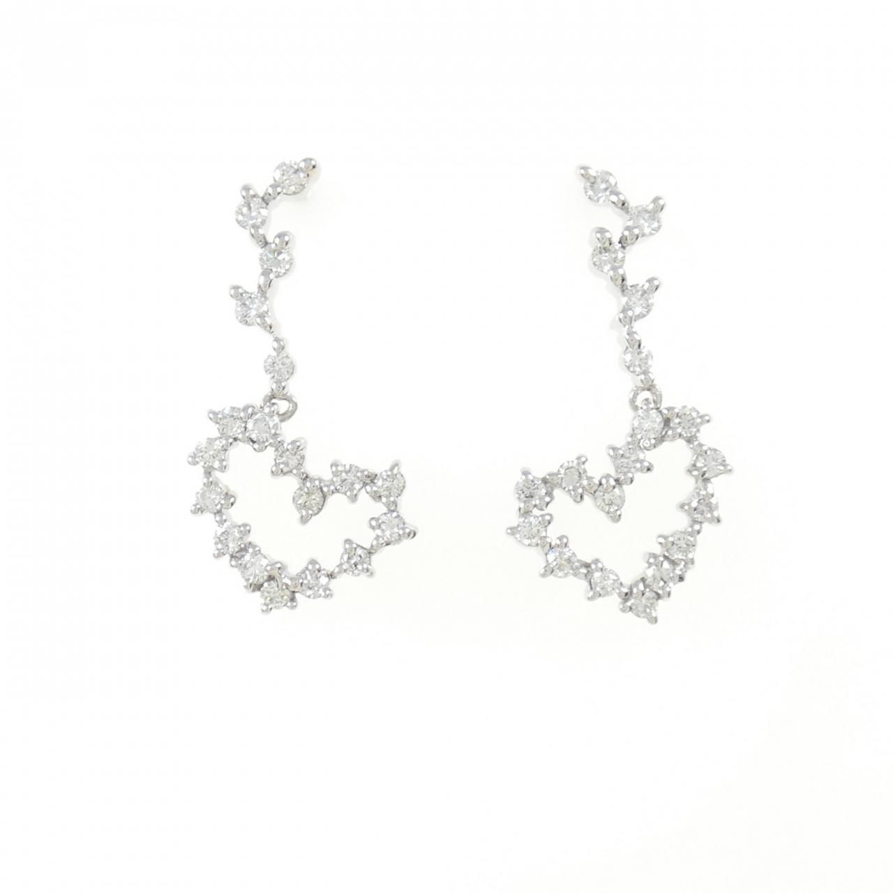 k18wg ハート　ダイヤ　ピアス K18 ハートシェイプカット ダイヤモンド ピアス 0.2ct Lady