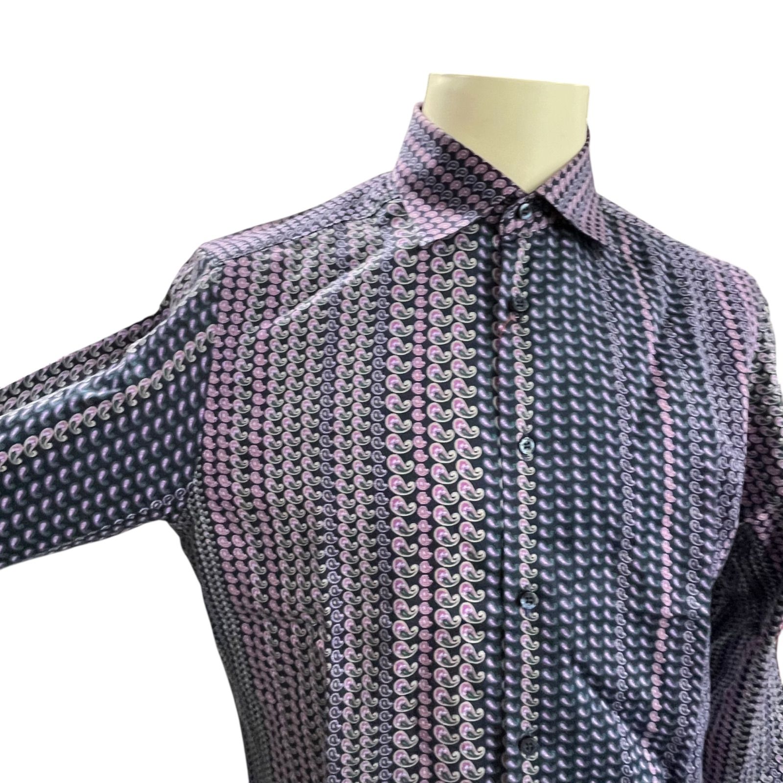エトロ ETRO ペイズリー柄 ドレスシャツ ワイシャツ シャツ 濃紺地 40
