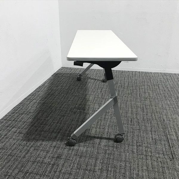 会議テーブル フラップ式 KUY型 幕板付 ナイキ ホワイト