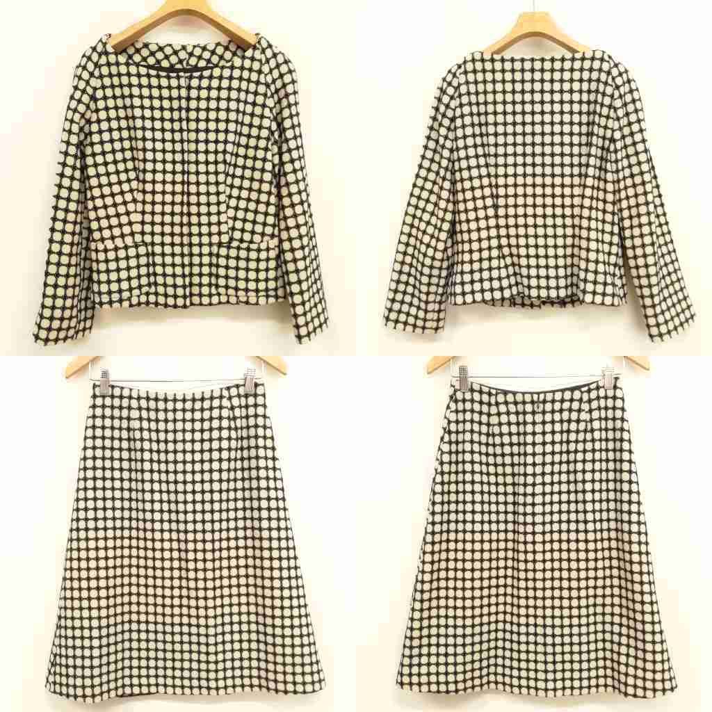 シビラ SYBILLA ツイード スーツ セットアップ フ スカート ジャケット L ライトベージュ ブラック